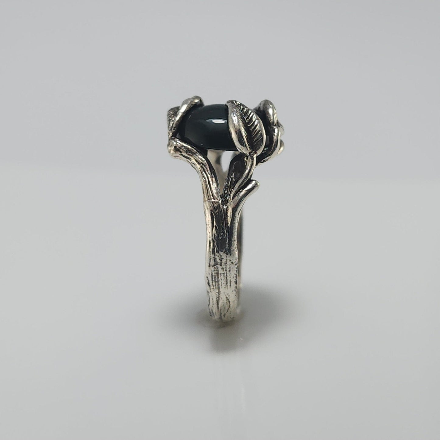 Bloodstone Leaf & Twig Ring in Silver