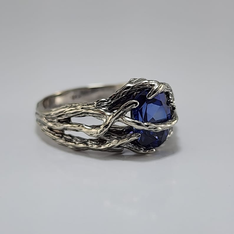 Blue Sapphire Branch Style Ring