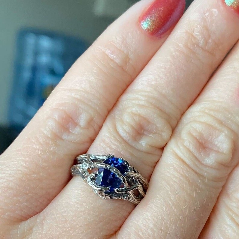 Blue Sapphire Branch Style Ring