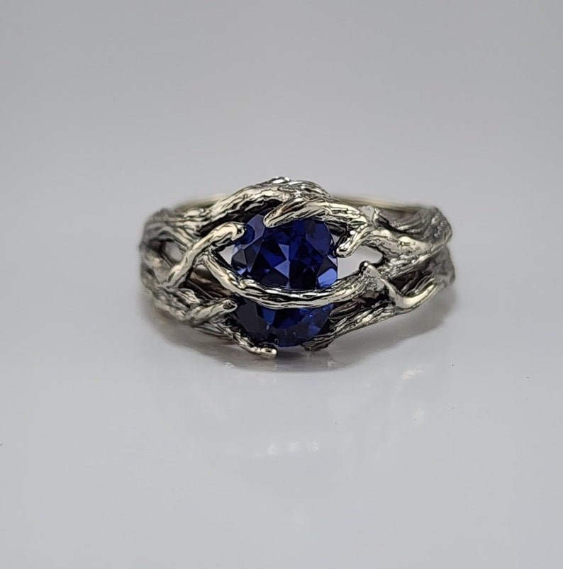 Blue Sapphire Branch Style Ring
