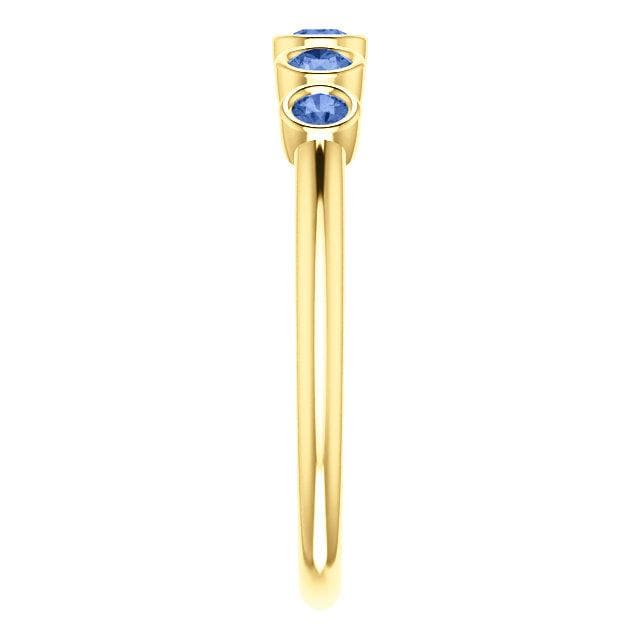 Fiona Band - Graduated Blue or White Sapphire Five Bezel Stacking Anniversary Ring