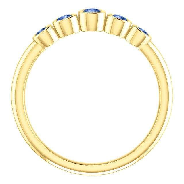 Fiona Band - Graduated Blue or White Sapphire Five Bezel Stacking Anniversary Ring