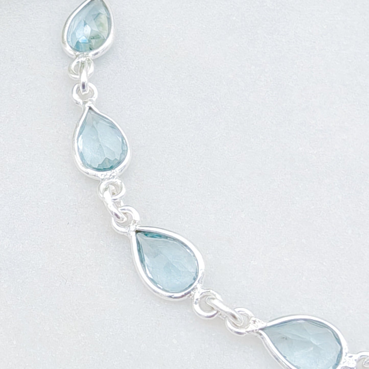 Blue Topaz Bracelet | 11 stones | November Birthstone | Sterling Silver