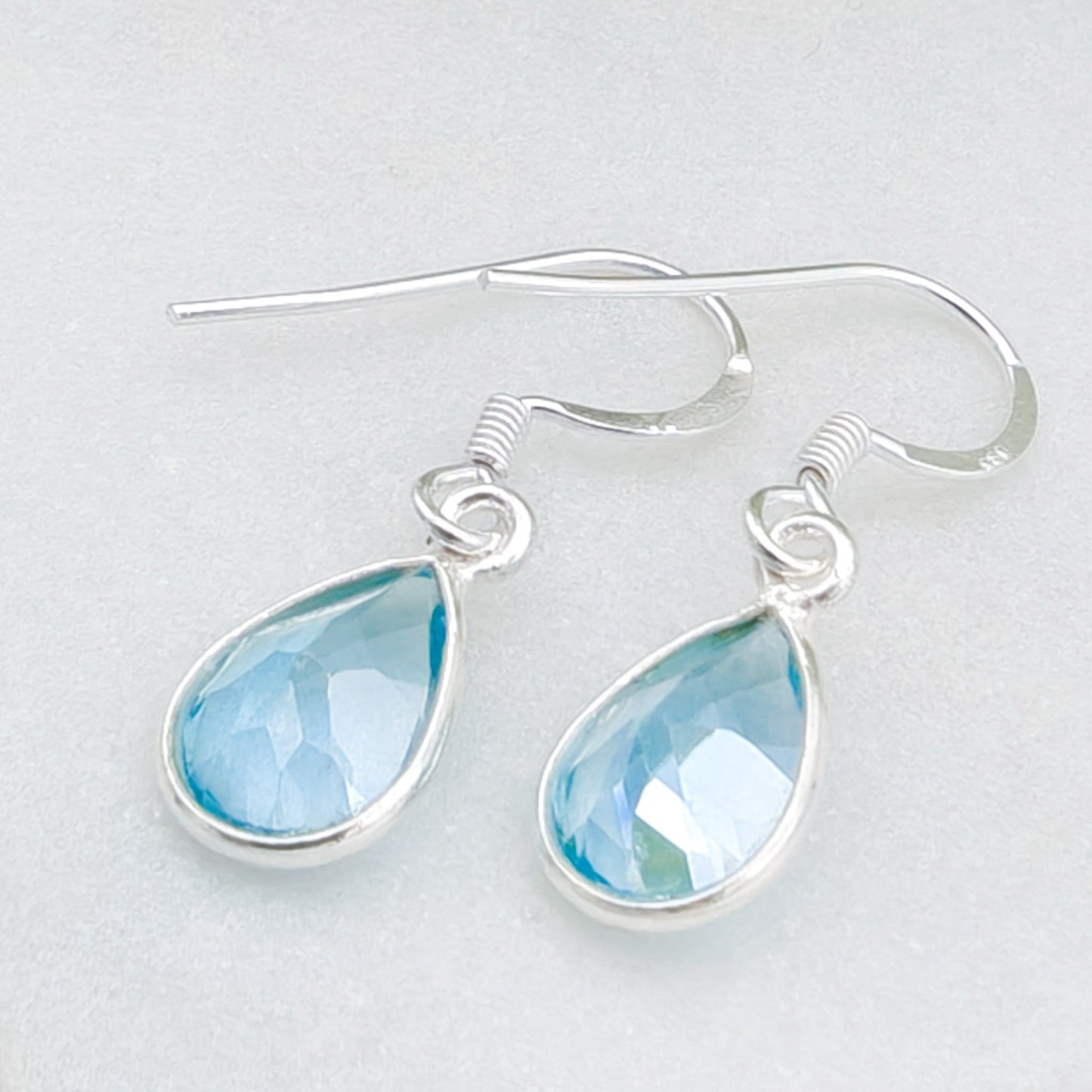 Blue Topaz Earrings | 12mm Teardrop | November Birthstone  | Sterling Silver