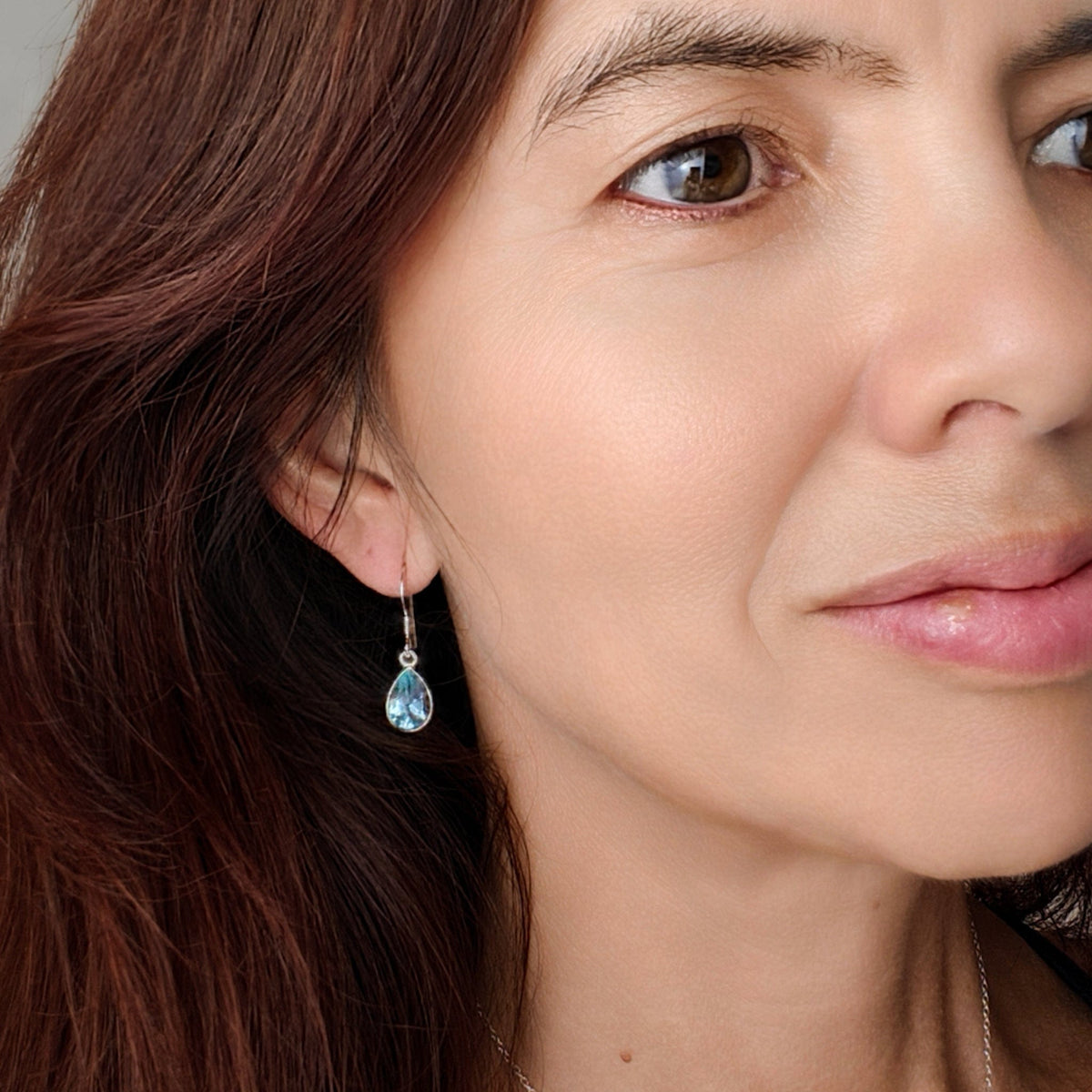 Blue Topaz Earrings | 12mm Teardrop | November Birthstone  | Sterling Silver