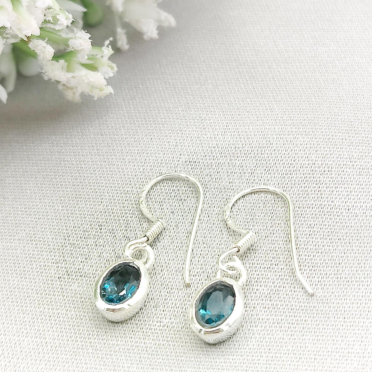 Blue Topaz Earrings | November Birthstone  | Sterling Silver