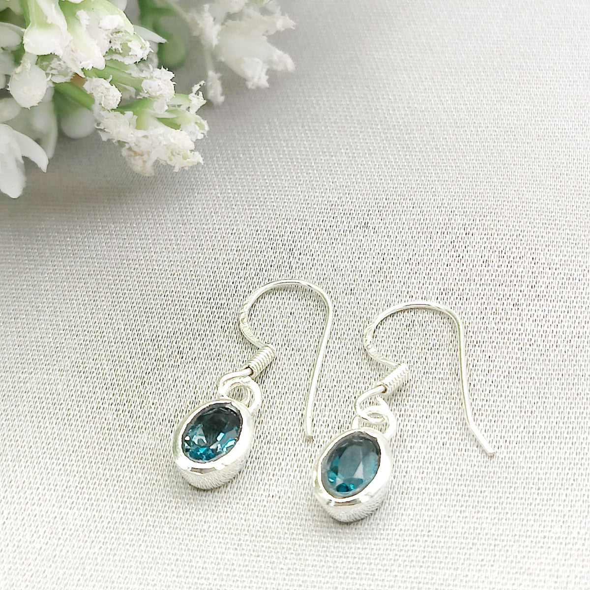 Blue Topaz Earrings | November Birthstone  | Sterling Silver