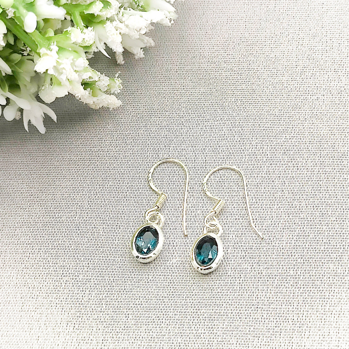 Blue Topaz Earrings | November Birthstone  | Sterling Silver