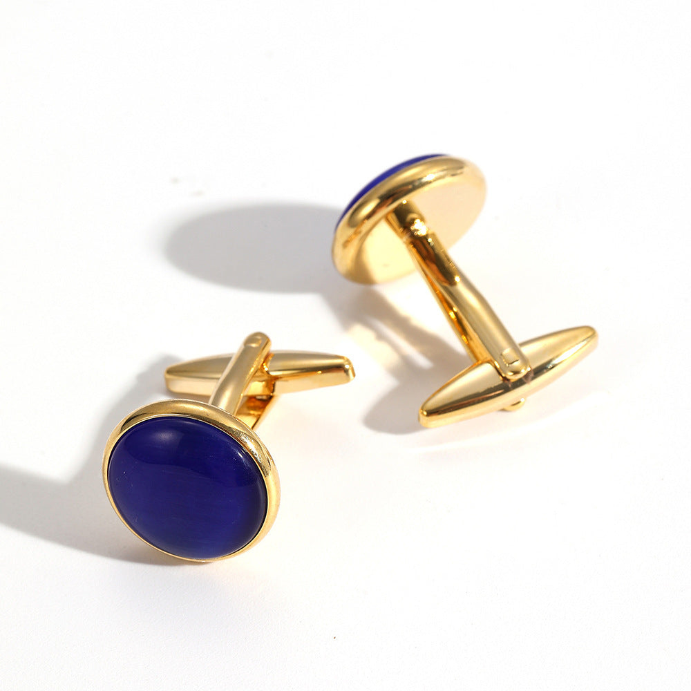 Luxury Men's Cat's Eye Stone Cufflinks - Premium Chatoyant Mineral Cuff Links for Formal Business Dress