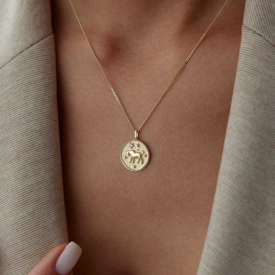 14k Gold Taurus Necklace