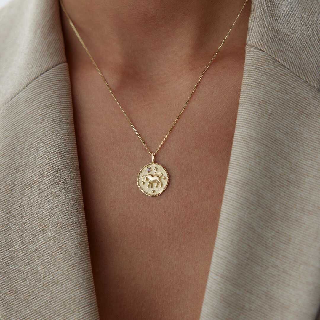 14k Gold Taurus Necklace