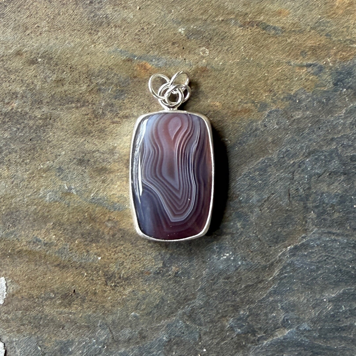 Botswana Agate Pendant Necklace | Sterling Silver | Banded Agate Jewelry