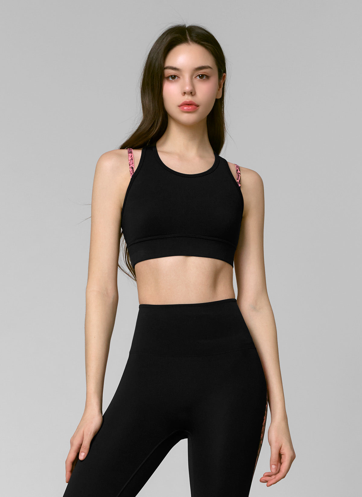 Black Label Power Rise Python Color Block Bra Top