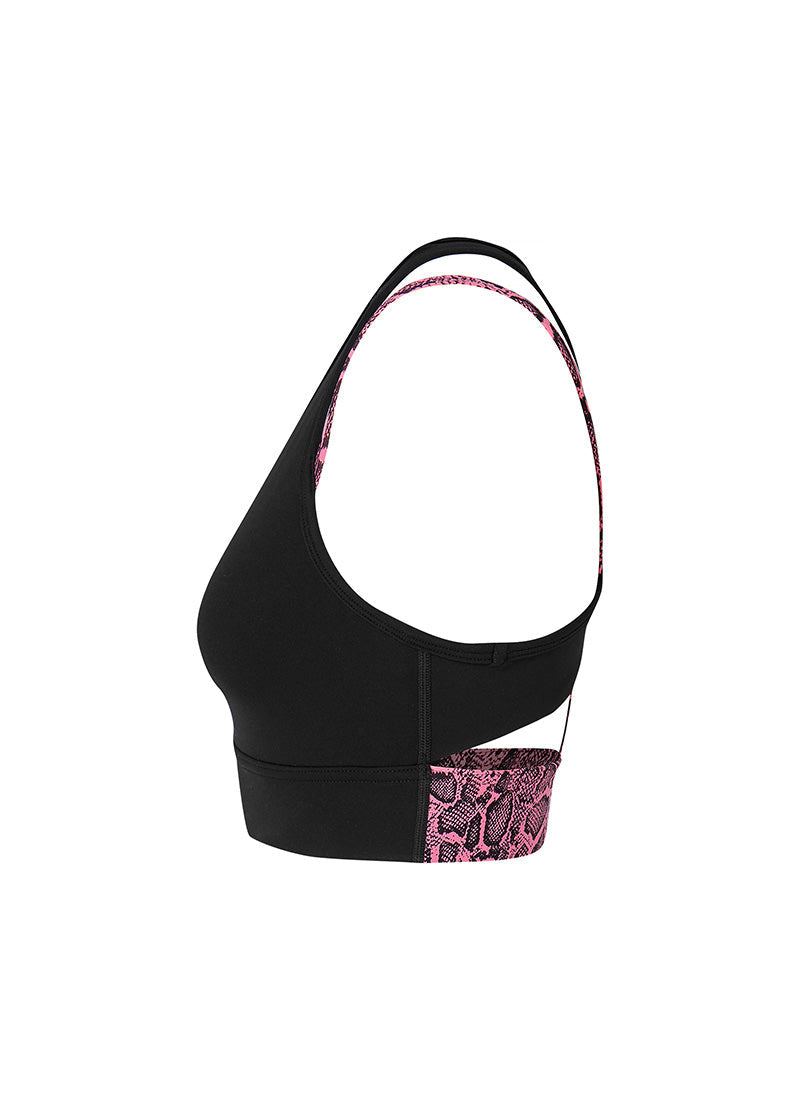 Black Label Power Rise Python Color Block Bra Top