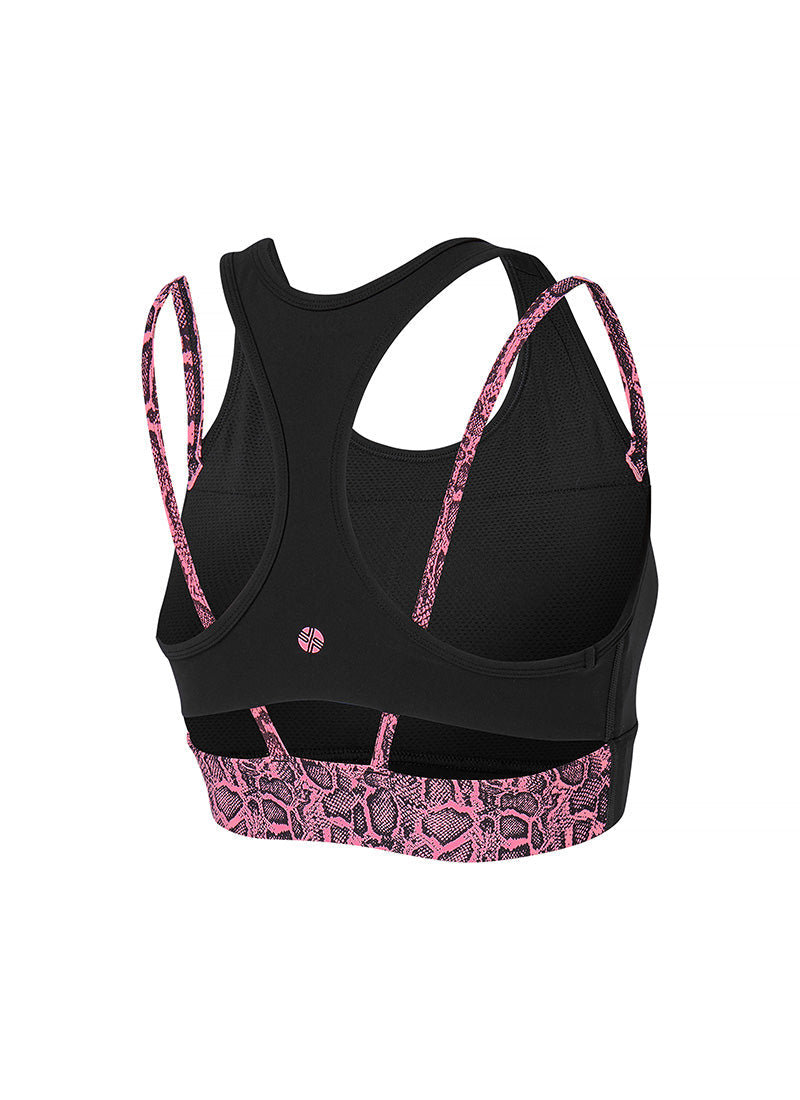 Black Label Power Rise Python Color Block Bra Top