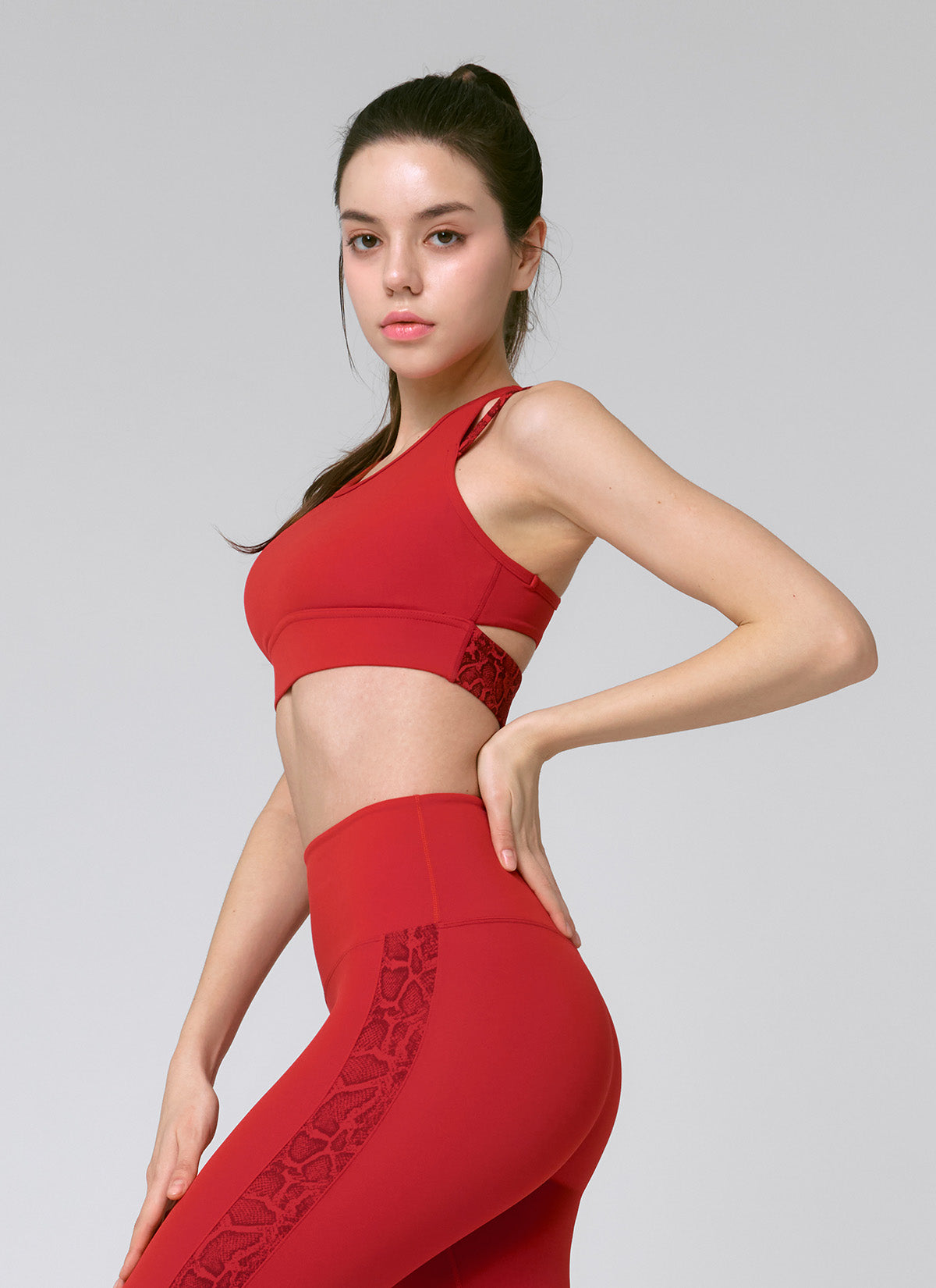 Black Label Power Rise Python Color Block Bra Top