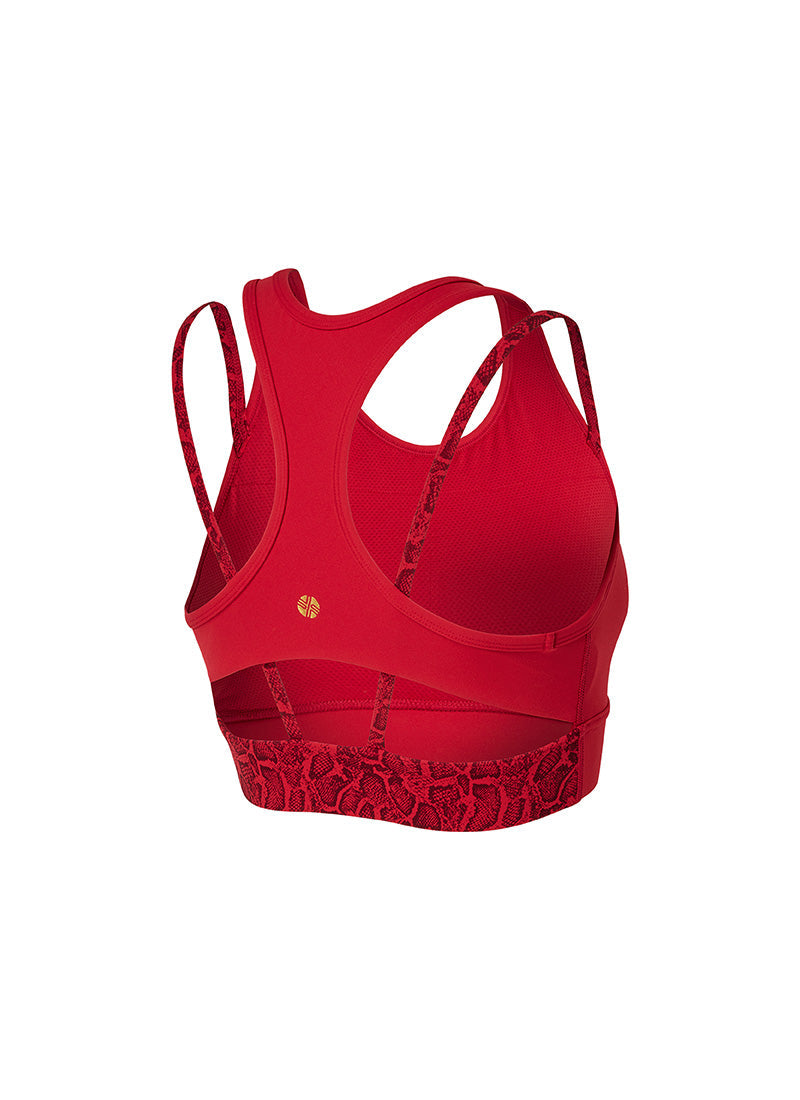 Black Label Power Rise Python Color Block Bra Top