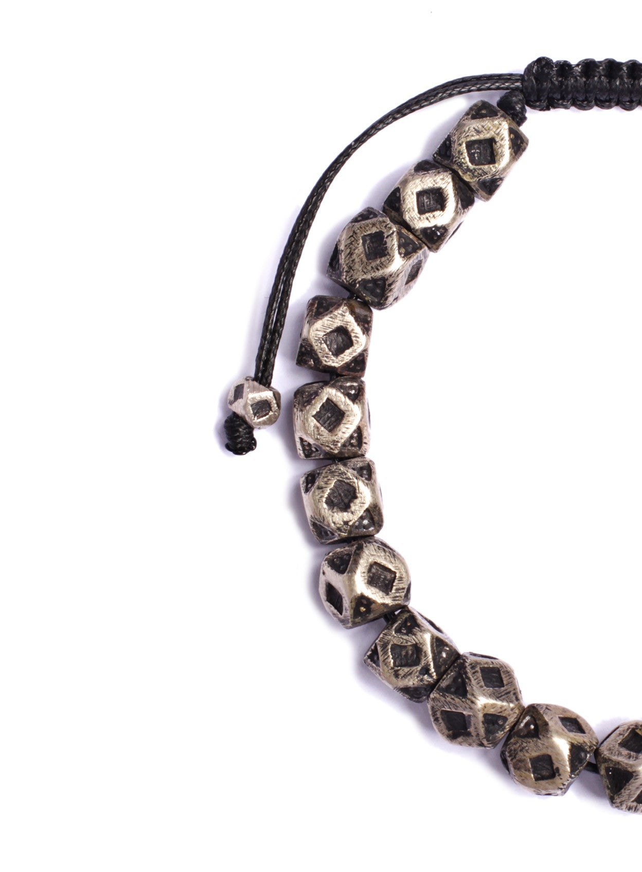 Geometric Silver Beaded Men's Bracelet