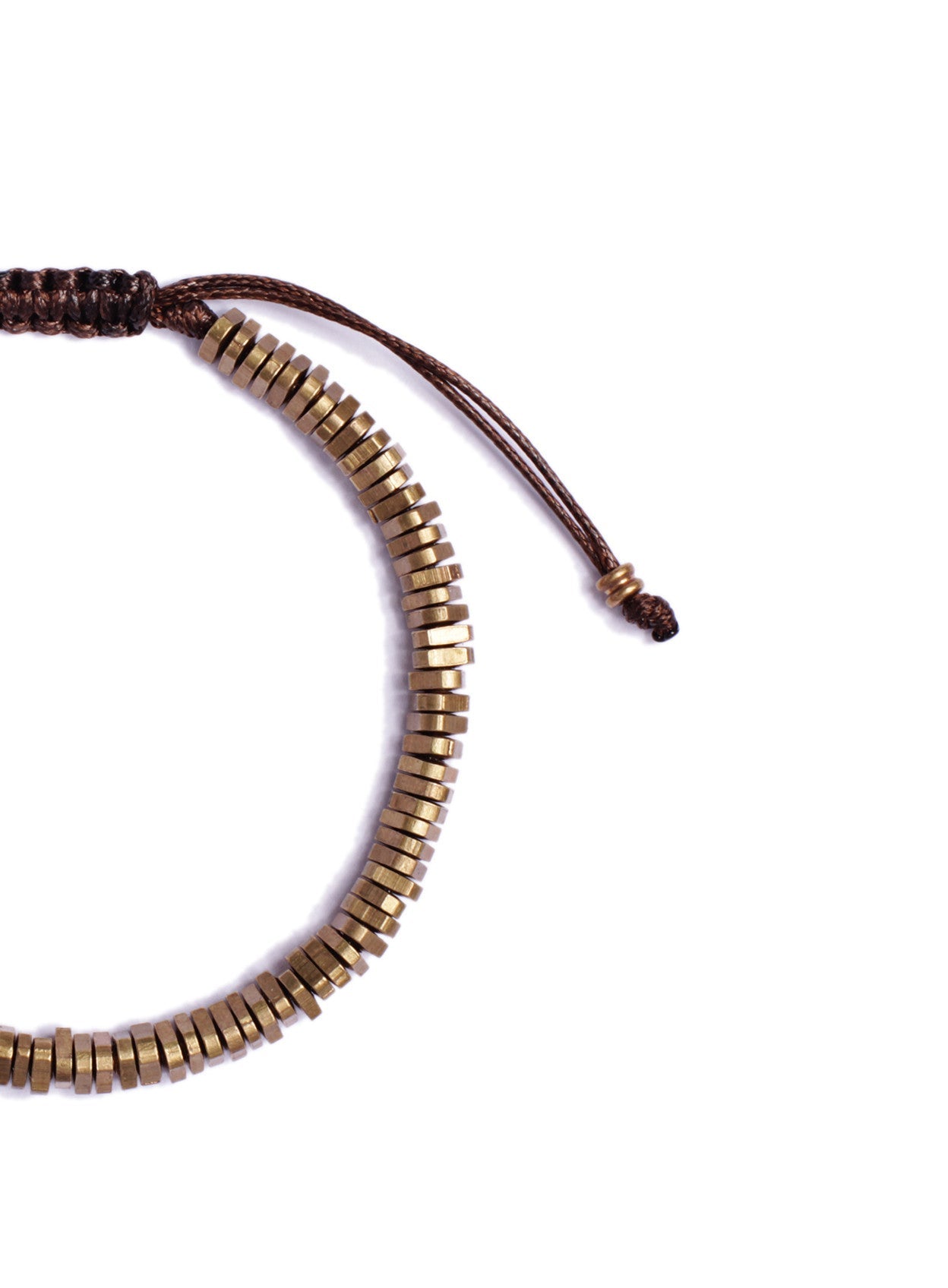 Raw Brass Triangles Beaded Men's Bracelet