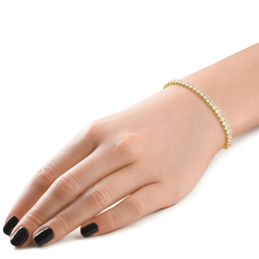 6Ct Oval Cut Diamond Tennis Bracelet 14k Yellow Gold Lab Grown 7"