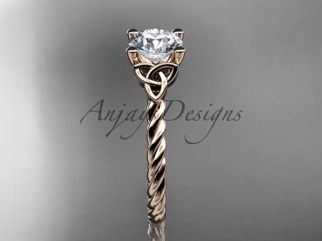Celtic Engagement Ring Twisted Rope Ring 1 Carat Lab Grown Diamond Solitaire Braided Wedding