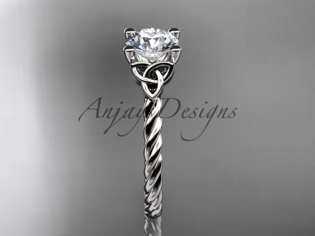 Celtic Engagement Ring Twisted Rope Ring 1 Carat Lab Grown Diamond Solitaire Braided Wedding