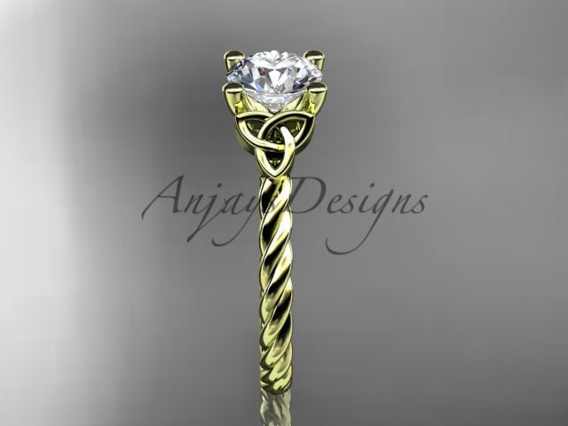 Celtic Engagement Ring Twisted Rope Ring 1 Carat Lab Grown Diamond Solitaire Braided Wedding