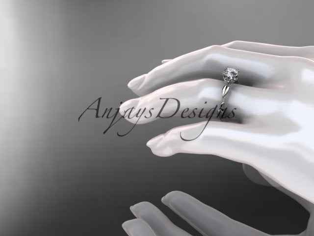 Nature Inspired Diamond Engagement Ring Round 1 Carat Round Diamond Leaf Vine Branch Wedding Ring