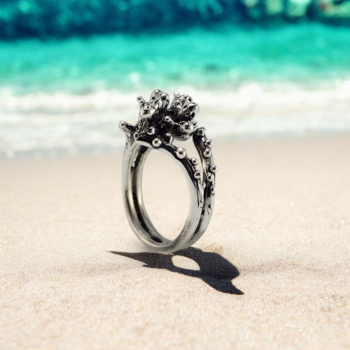 Sterling Silver Beach Coral Ring | Statement Jewelry