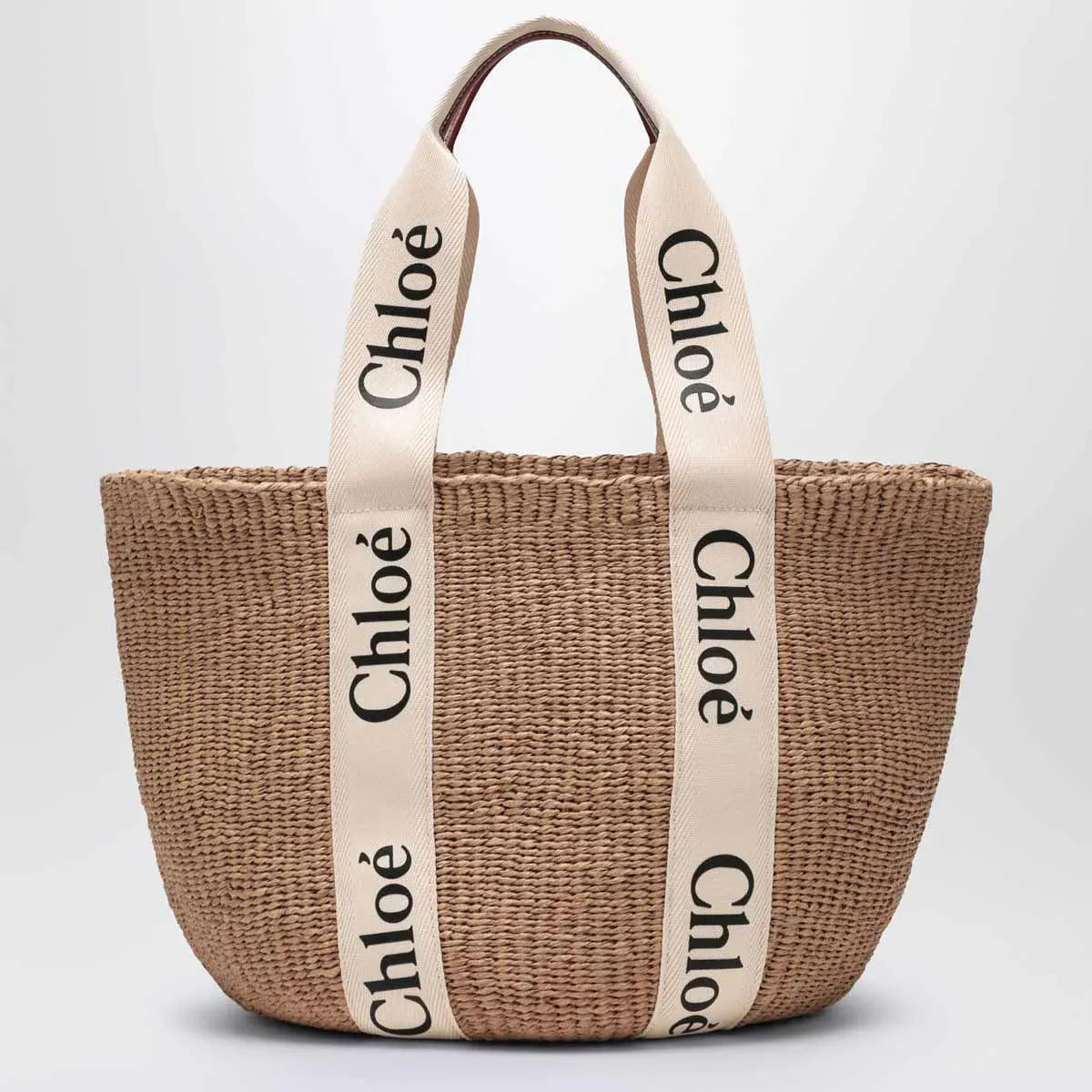 Chloé - Woody large basket bag with white ribbon