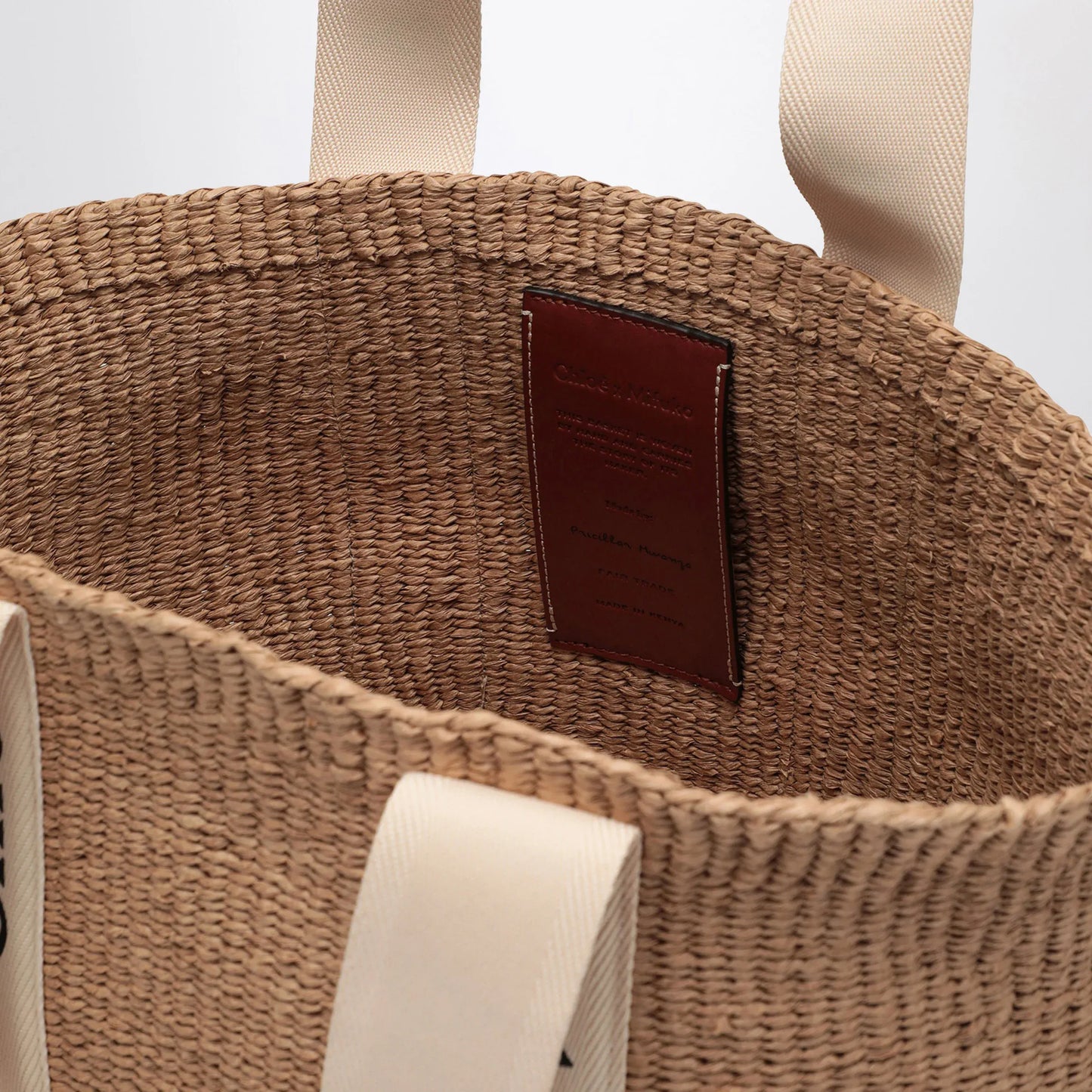 Chloé - Woody large basket bag with white ribbon