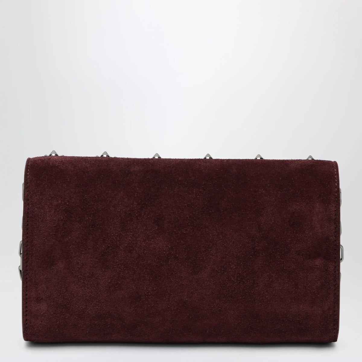 Christian Louboutin - Paloma studded suede wallet on chain Burgundy