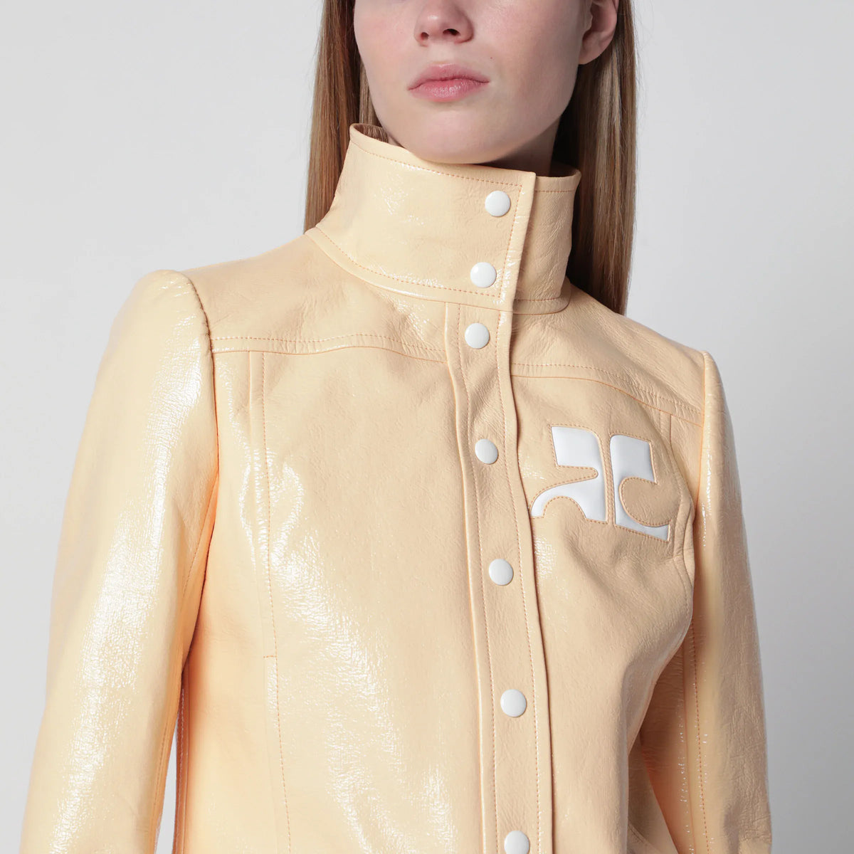 Courrèges - Reedition high-neck vinyl jacket in orange