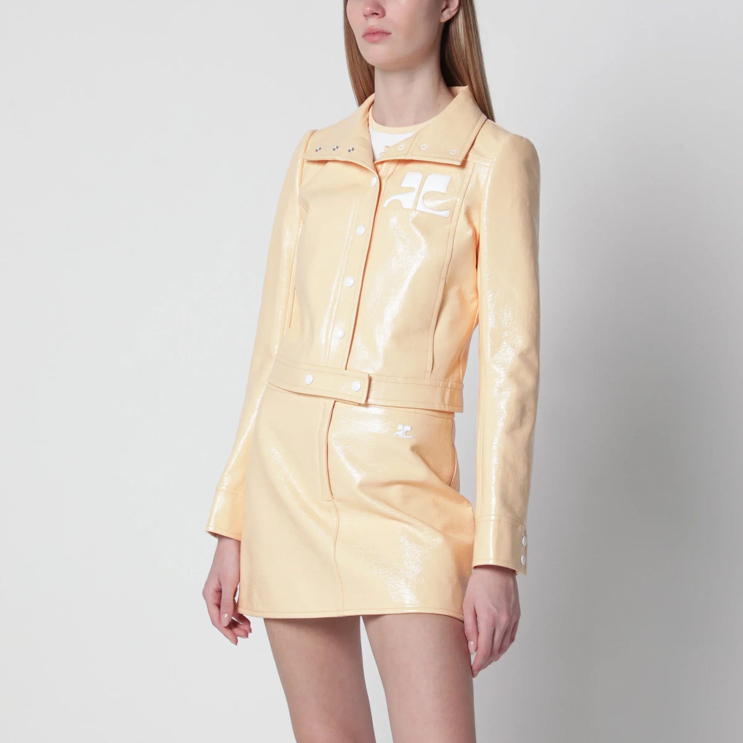 Courrèges - Reedition high-neck vinyl jacket in orange