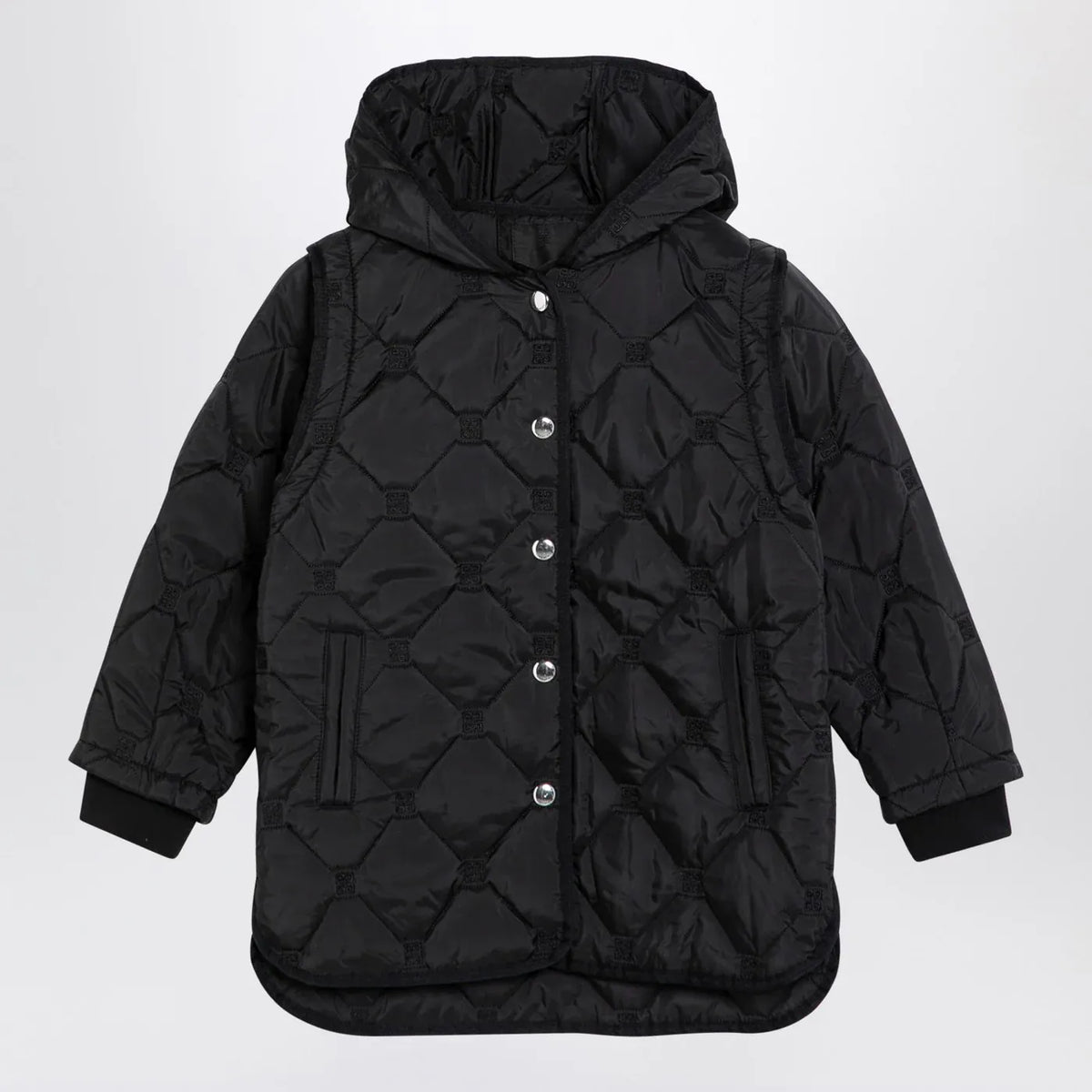 Givenchy - Black quilted parka with removable sleeves