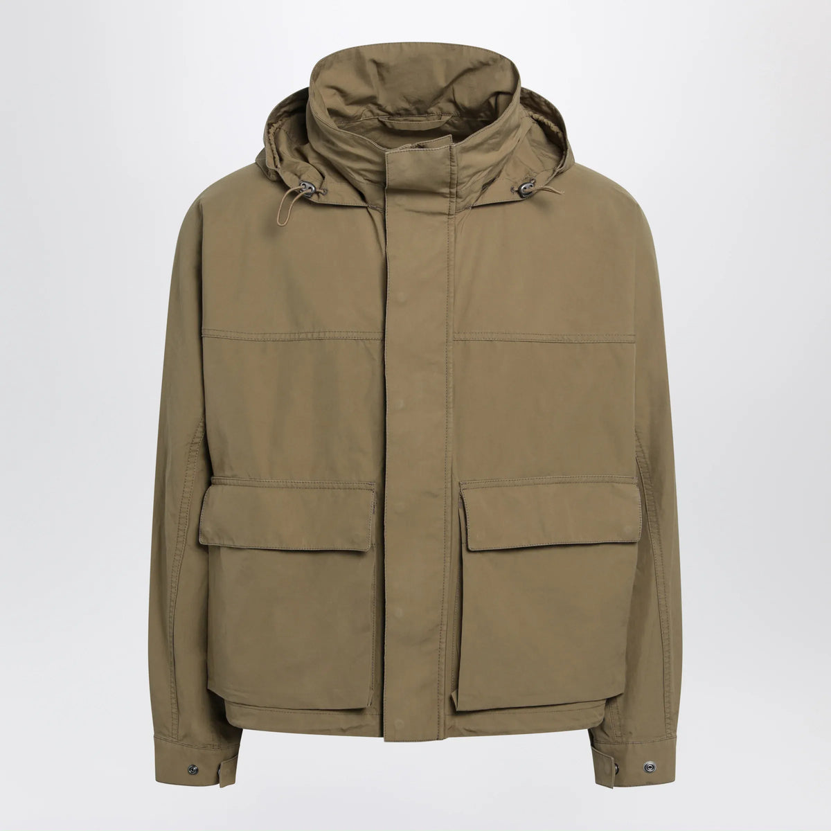 LEMAIRE - Short hooded parka in khaki cotton