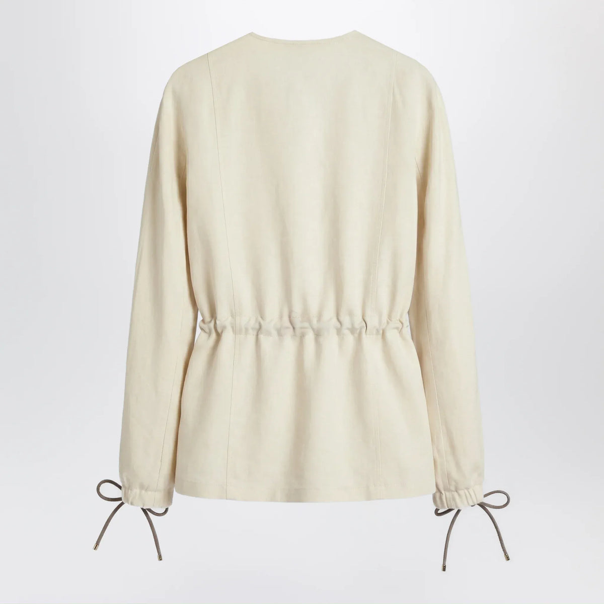 Max Mara - Beige linen and silk jacket with drawstring