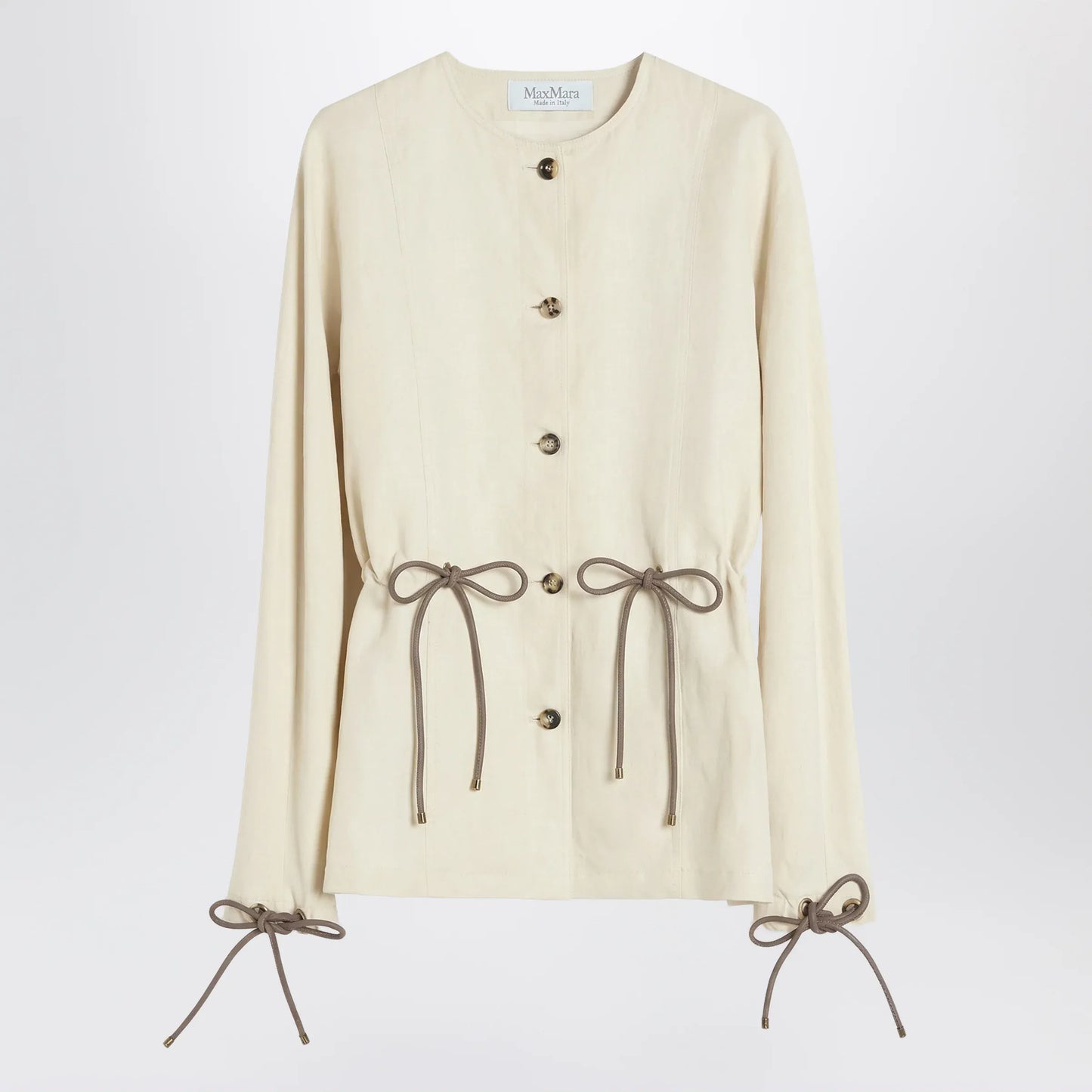 Max Mara - Beige linen and silk jacket with drawstring