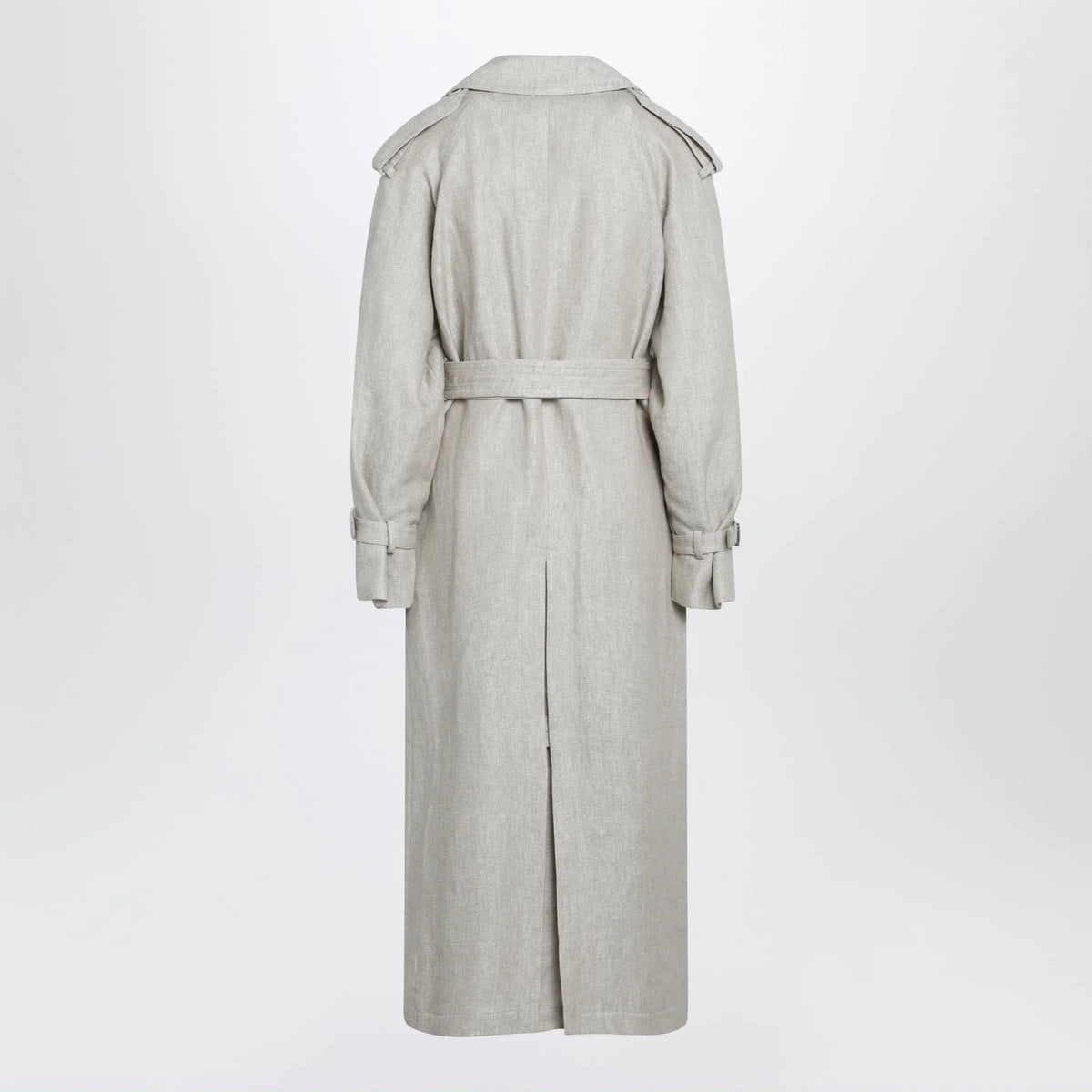 Max Mara - Sand-coloured double-breasted duster coat in linen drill