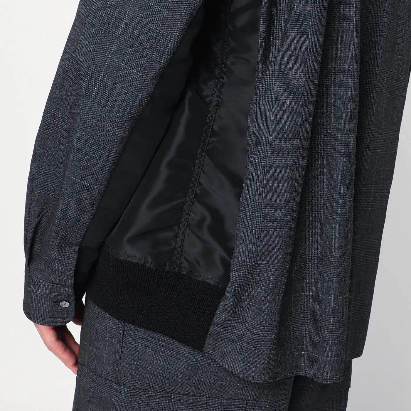 Sacai - Gray plaid wool shirt jacket