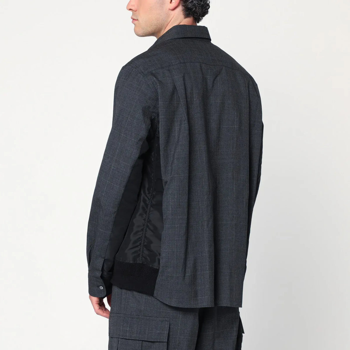 Sacai - Gray plaid wool shirt jacket