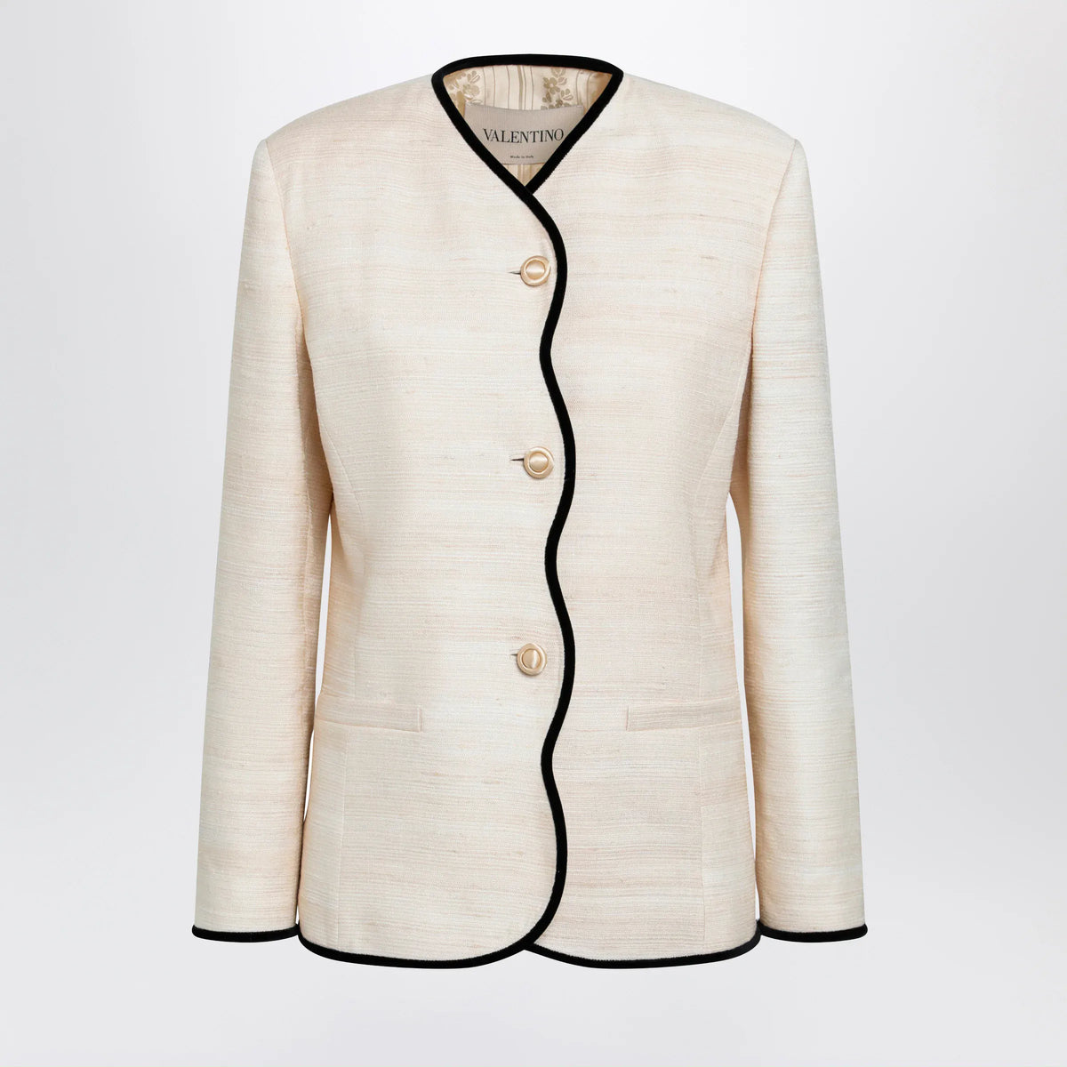 Valentino - Milk-honey coloured silk and linen jacket