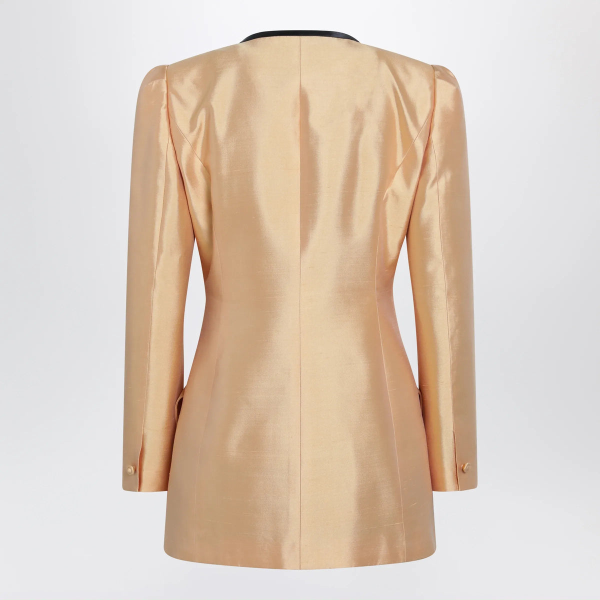 Valentino - Pea coat in shantung in melon/black