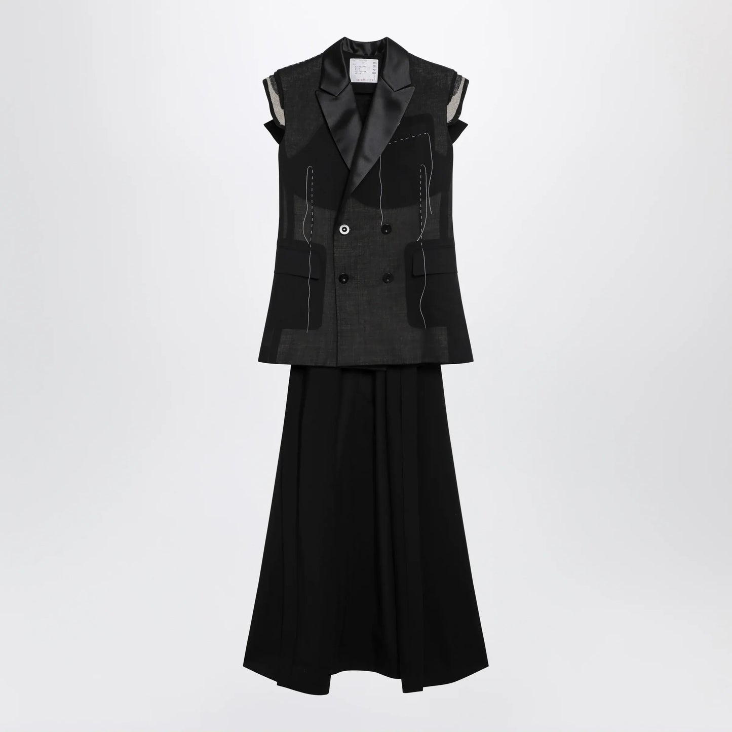 Sacai - Black wool organza vest