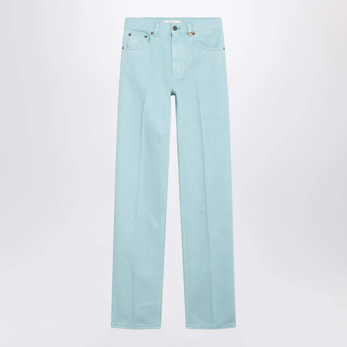 Chloé - Straight jeans in turquoise organic cotton denim