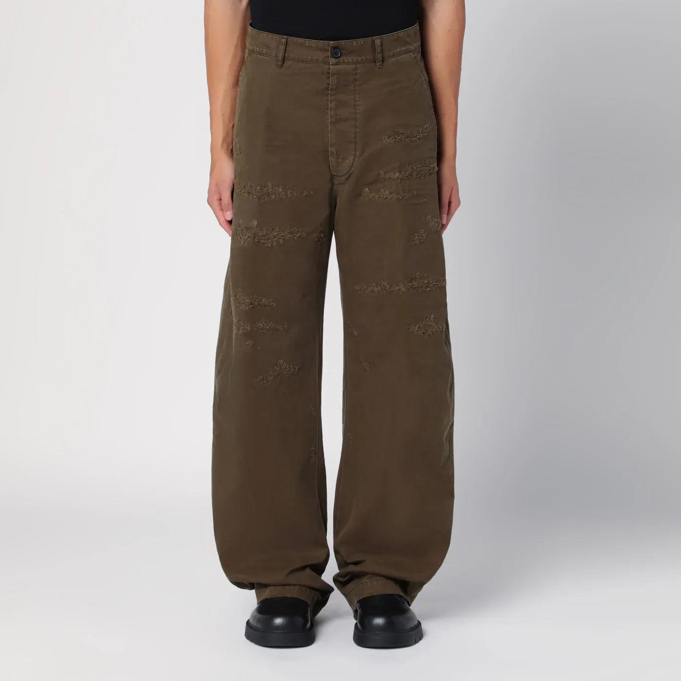 Dsquared2 - Military green wide trousers with wear