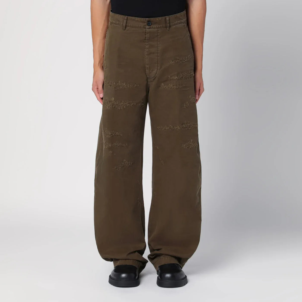 Dsquared2 - Military green wide trousers with wear