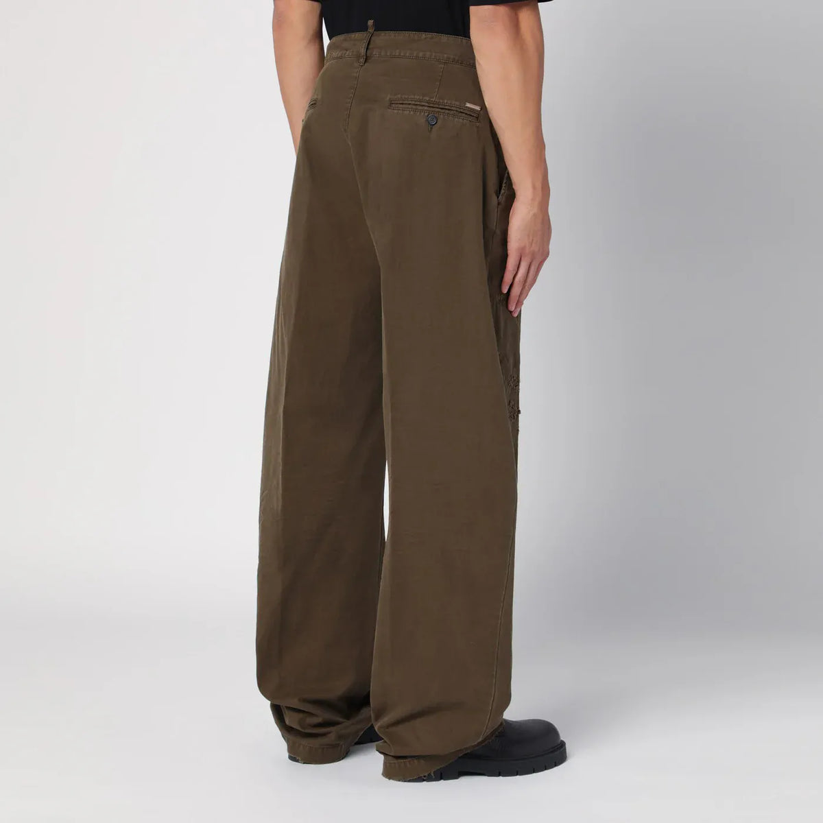 Dsquared2 - Military green wide trousers with wear
