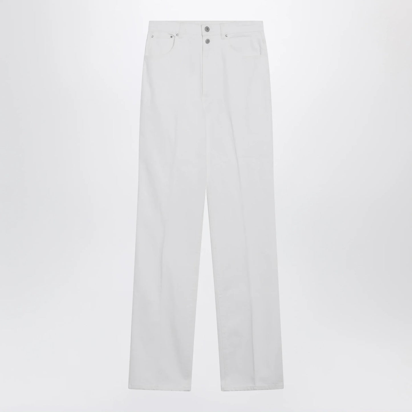 LEMAIRE - High-waisted straight-leg jeans with belt in white denim