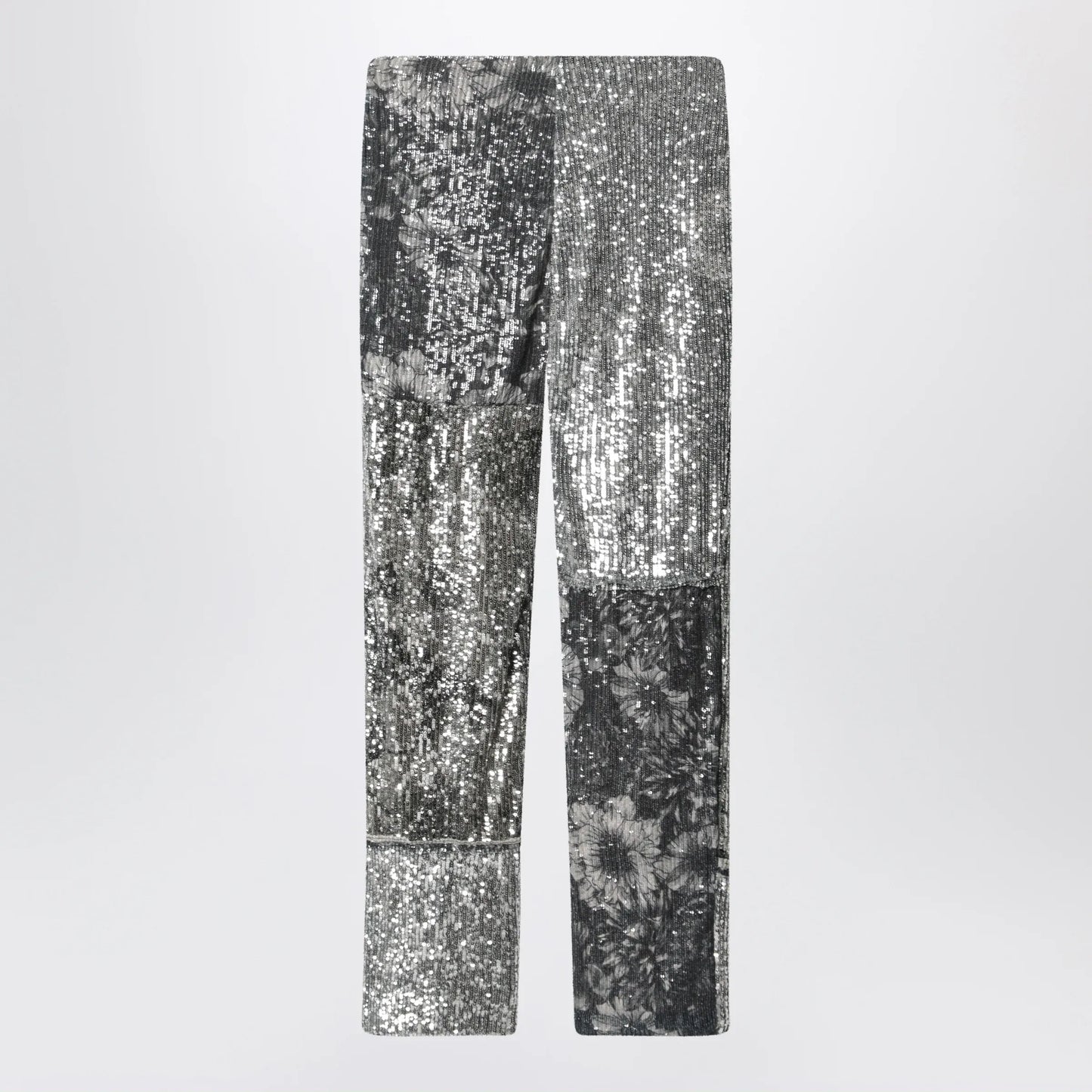 Maison Margiela - Patchwork trousers with floral sequins, multicolor